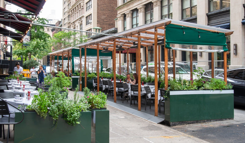 NYC seasonal outdoor dining structure by Re-ply - Union Square Cafe
